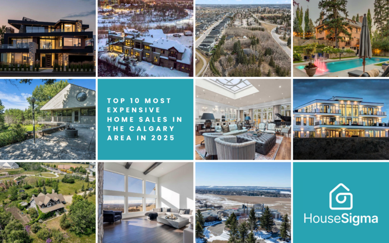 Composite image of Calgary's 10 most expensive home sales in 2025