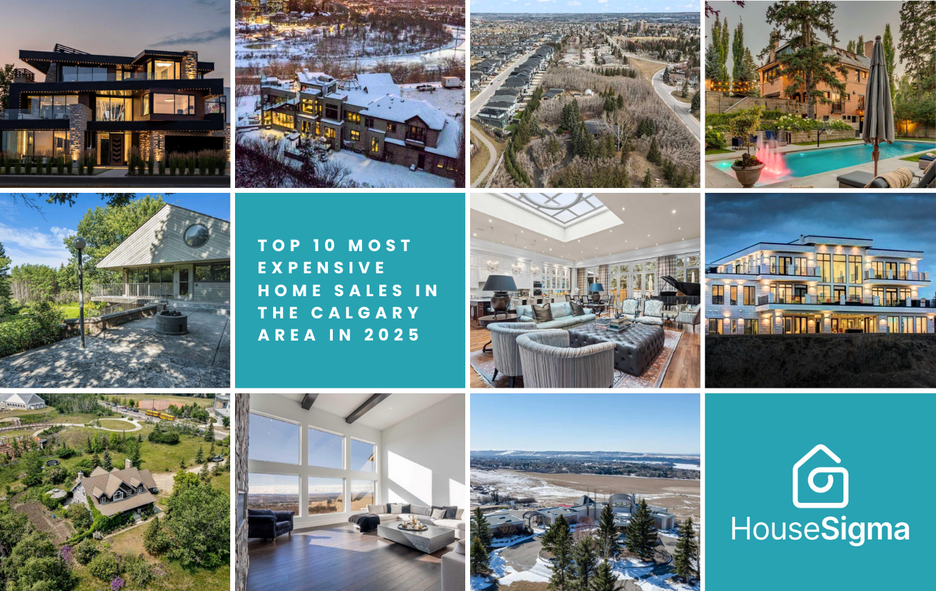 Composite image of Calgary's 10 most expensive home sales in 2025