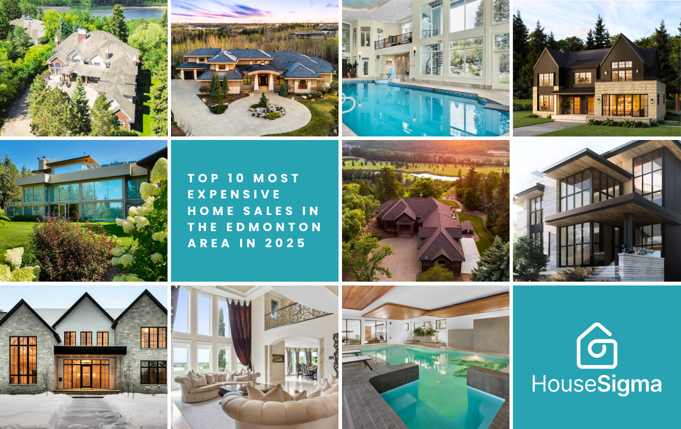 Composite image of Edmonton's top 10 home sales in 2025