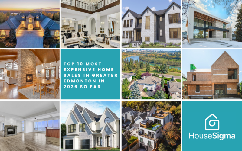 Composite image of Greater Edmonton's most expensive home sales Jan-Apr 2026