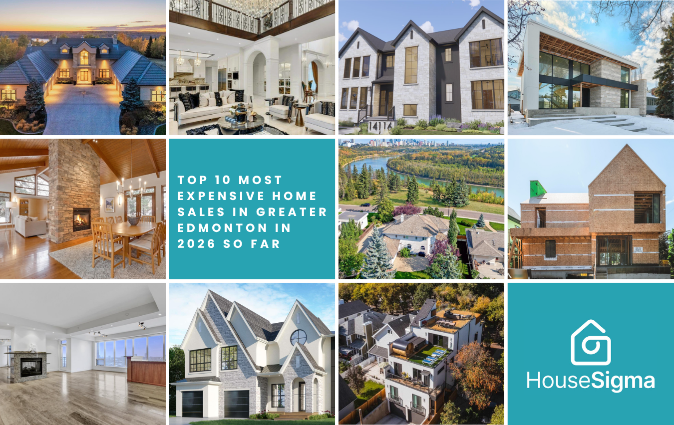 Composite image of Greater Edmonton's most expensive home sales Jan-Apr 2026